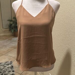 Krisa Women's XS Low Back Camisole Tank Top Camel Tan Cocktail Party Top New